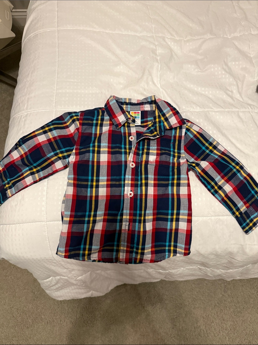 Kids Plaid Button-Up Shirt - Red & Blue